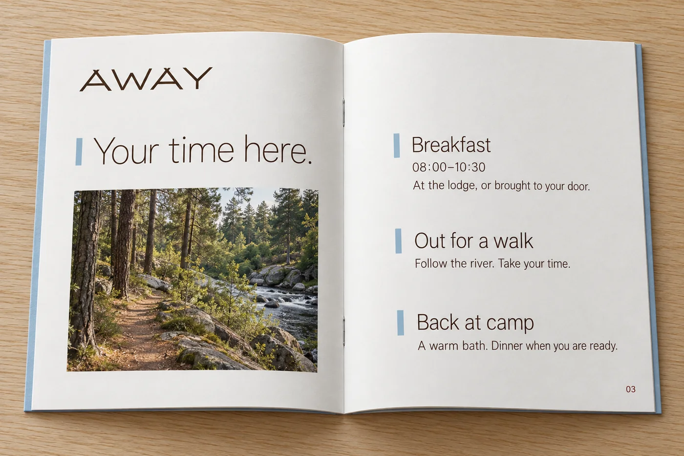 AWAY: printed guest guide