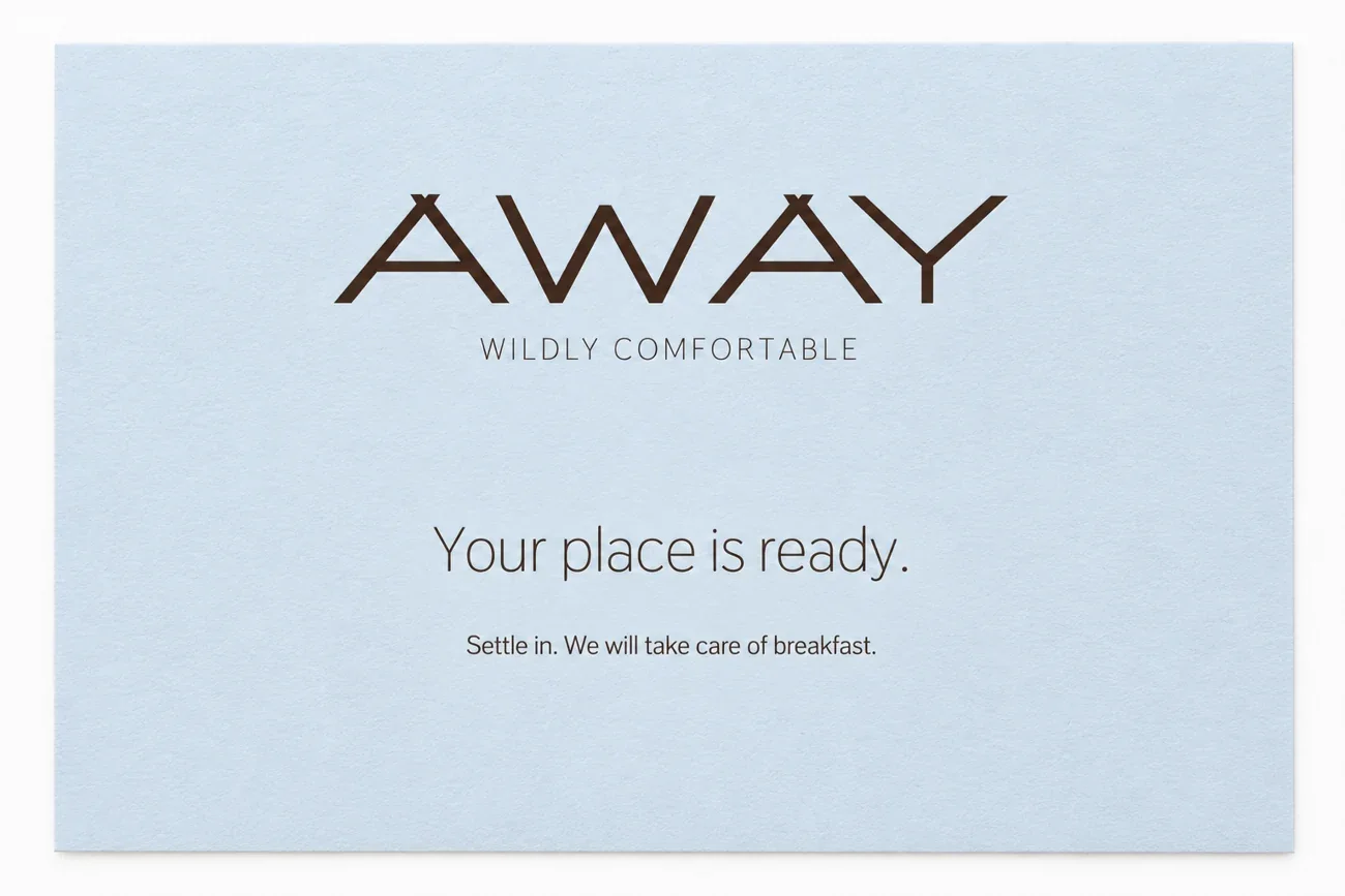 AWAY: branded guest welcome materials
