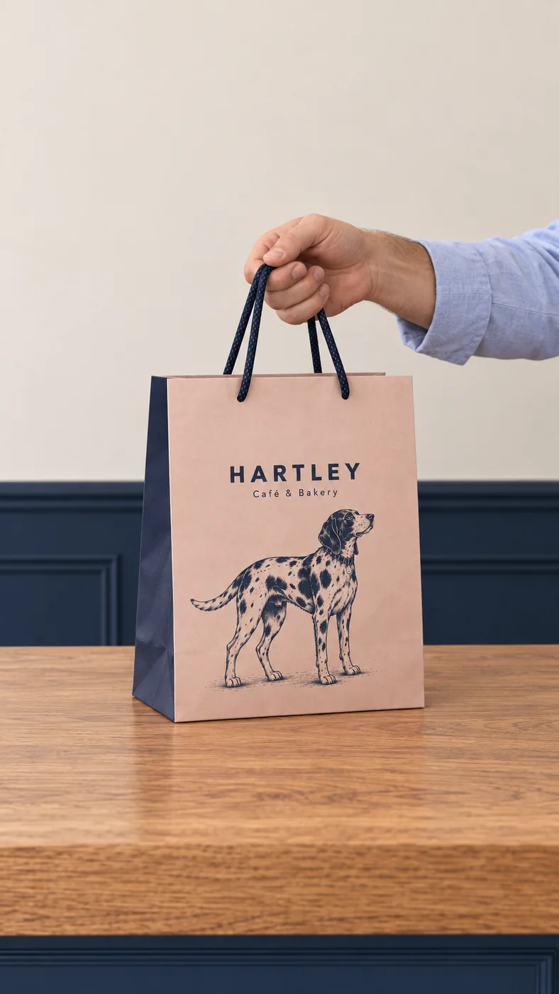 Hartley: illustrated café takeaway bag