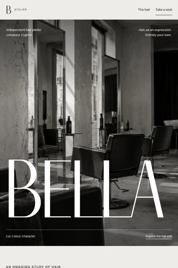 Bella Salon: beauty website design preview