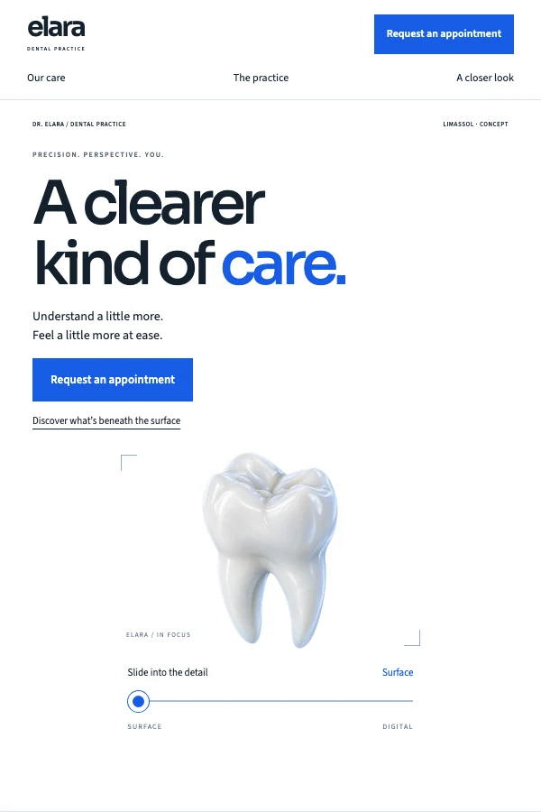 Dr. Elara: healthcare website design preview