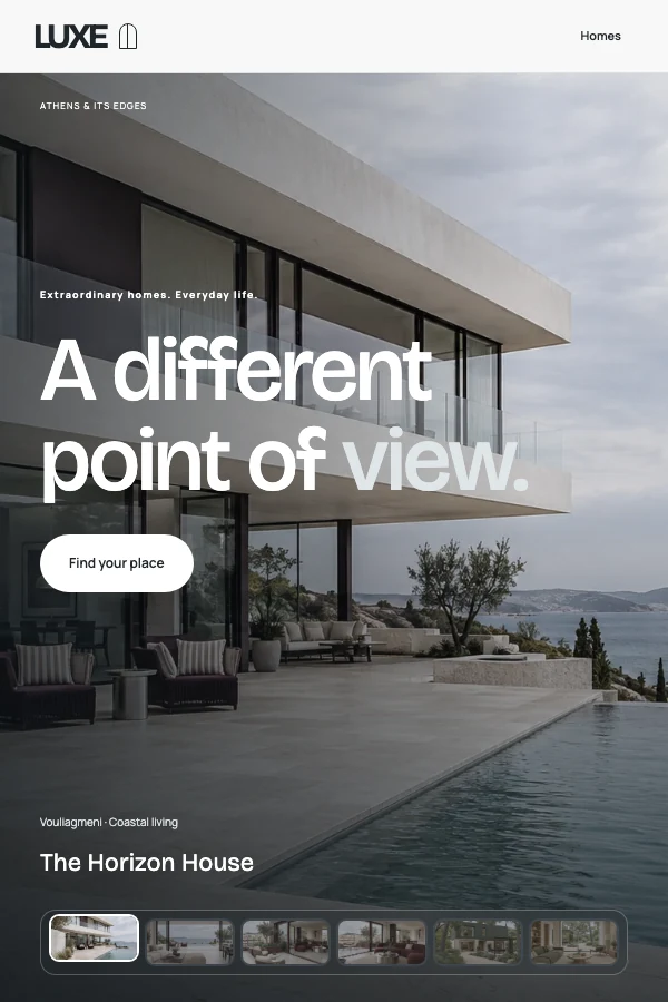 Luxe Realty: real estate website design preview
