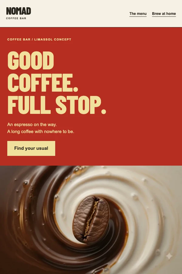 Nomad Coffee: café website design preview
