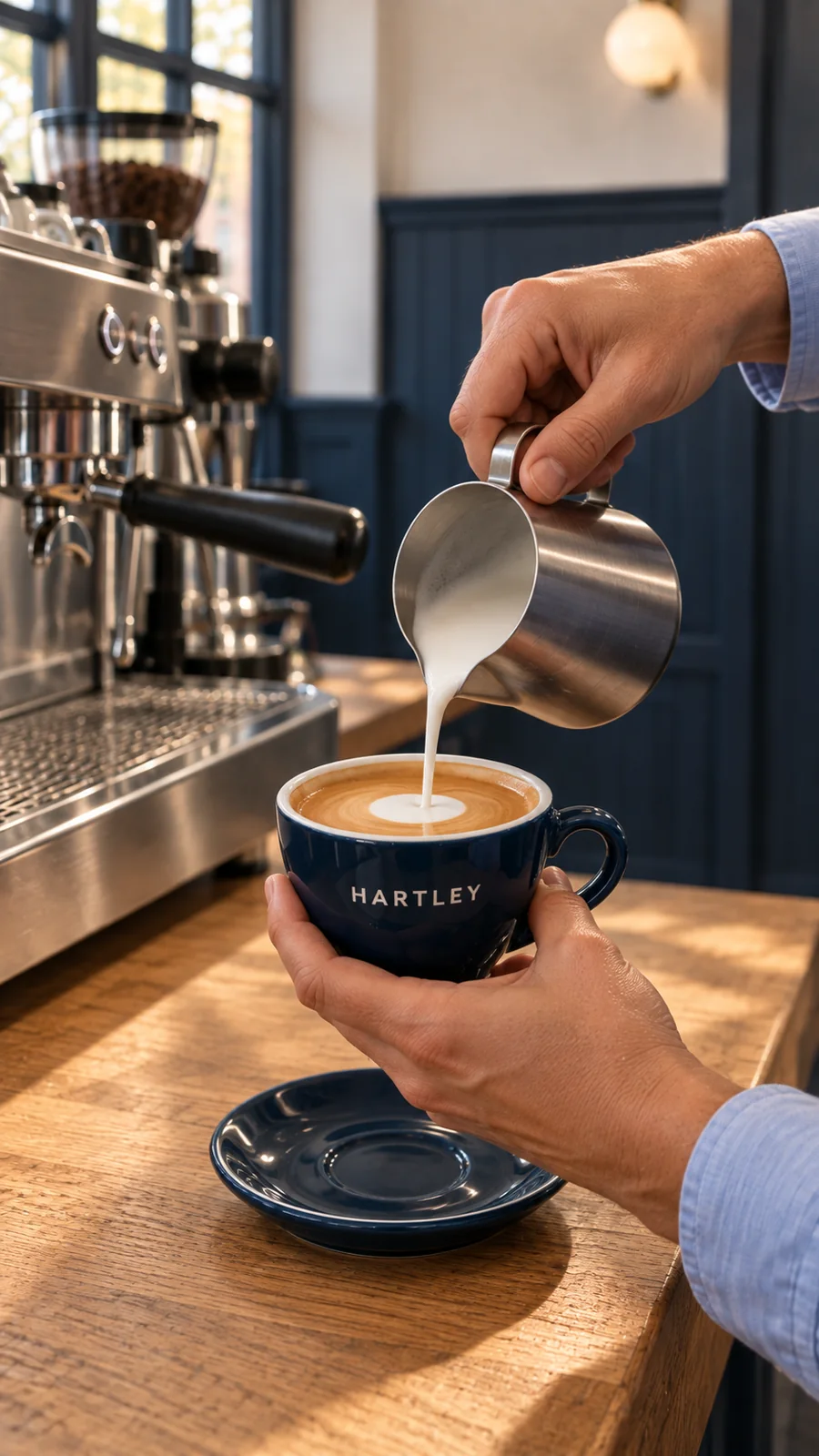 A carefully poured flat white