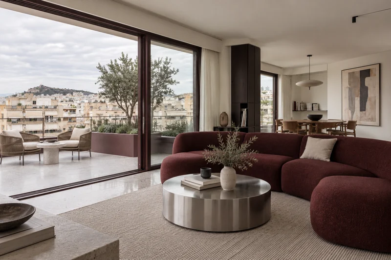 The city living room opening to its rooftop terrace