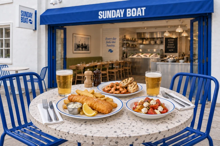 Fish, sharing plates and drinks on the terrace